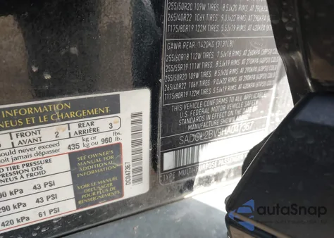 2017 Jaguar F-Pace 35T R-Sport z USA, uszkodzony, nr VIN SADCL2BV9HA047367